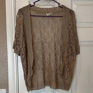 Sweet Kizz Tan Open-Knit Cardigan